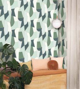 Etoffe Wallpaper by Caselio Vert Or