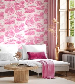 Eve Toile Wallpaper by Ohpopsi Magenta