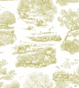 Eve Toile Wallpaper by Ohpopsi Olive