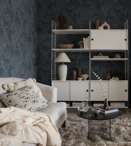 Evelina Wallpaper by Sandberg Indigo Blue