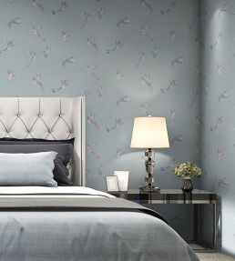 Exotic Birds Wallpaper by Brand McKenzie Duck Egg Blue