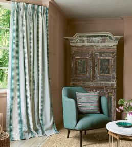 Ezra Stripe Fabric by Jane Churchill Aqua/Lime
