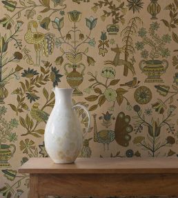 Fable Garden Wallpaper by Josephine Munsey Plaster Pink