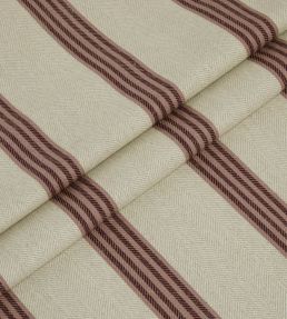 Falmouth Stripe Fabric by Ian Mankin Ecru/Plum