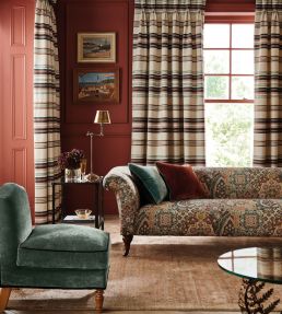Farnaz Stripe Fabric by Nina Campbell Aqua/Green/Taupe