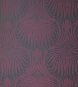 Lotus Wallpaper by Farrow & Ball Brinjal/Off Black