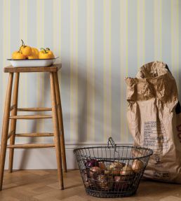 Block Print Stripe Wallpaper by Farrow & Ball Cromarty/Shaded White/ YellowCake