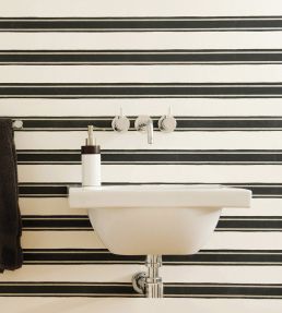 Block Print Stripe Wallpaper by Farrow & Ball Pavilion Gray