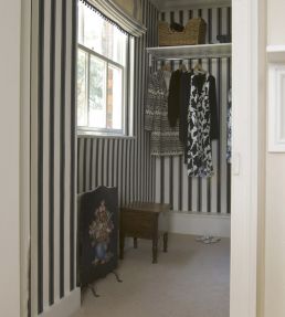 Block Print Stripe Wallpaper by Farrow & Ball Off-Black
