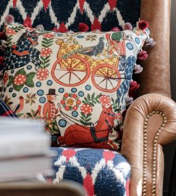 Fasnacht Fabric by MINDTHEGAP Taupe/Red/Blue/Green