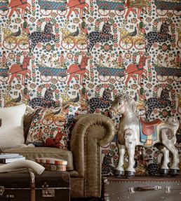 Fasnacht Wallpaper by MINDTHEGAP Taupe/Red/Blue/Turquoise