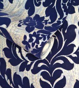 Faversham Wallpaper by 1838 Wallcoverings Navy Blue