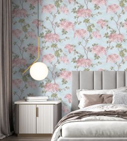 Feather Palm Wallpaper by Brand McKenzie Sky Blue