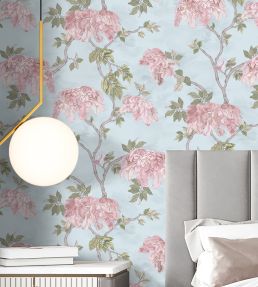 Feather Palm Wallpaper by Brand McKenzie Sky Blue