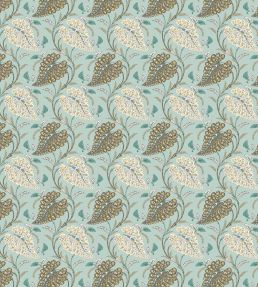 Felbrigg Fabric by Nina Campbell Aqua/Ochre/Choco
