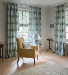 Felbrigg Fabric by Nina Campbell Aqua/Ochre/Choco