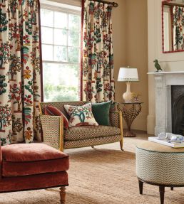 Fener Grove Fabric by Nina Campbell Green/Coral/Gold