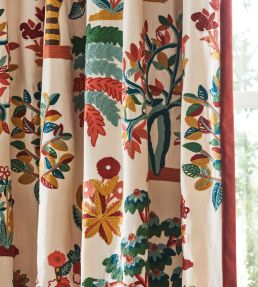 Fener Grove Fabric by Nina Campbell Green/Coral/Gold
