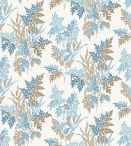 Fern Craze Fabric by Nina Campbell Indigo/Blue/Chocolate