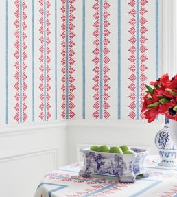 Fern Stripe Wallpaper by Anna French Spa Blue