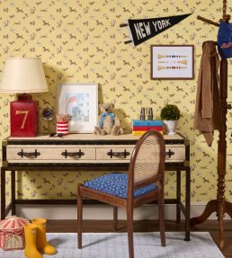 Fete De Chien Wallpaper by Scalamandre Denim And Tan