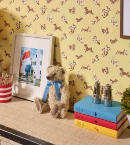 Fete De Chien Wallpaper by Scalamandre Denim And Tan