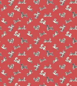 Fete De Chien Wallpaper by Scalamandre Red Pepper And Charcoal