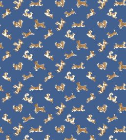 Fete De Chien Wallpaper by Scalamandre Royal Blue And Caramel