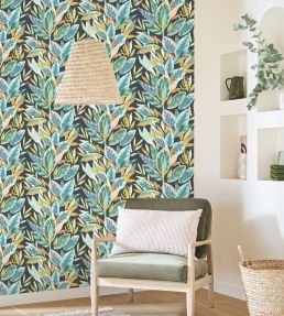 Ficus Wallpaper by Casadeco Bleu Encre