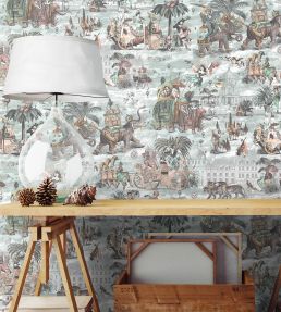 Fiesta Wallpaper by Brand McKenzie Peach & Seawater