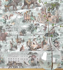 Fiesta Wallpaper by Brand McKenzie Peach & Seawater