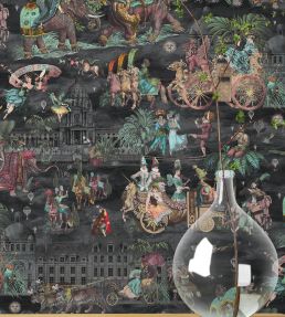 Fiesta Wallpaper by Brand McKenzie Ruby Green Charcoal