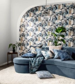Figura Wallpaper by Clarke & Clarke Denim/Linen