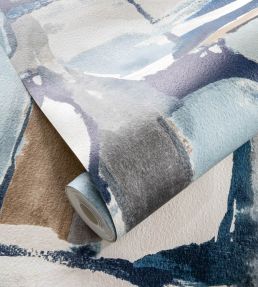 Figura Wallpaper by Clarke & Clarke Denim/Linen