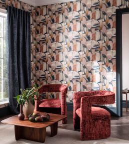 Figura Wallpaper by Clarke & Clarke Denim/Linen