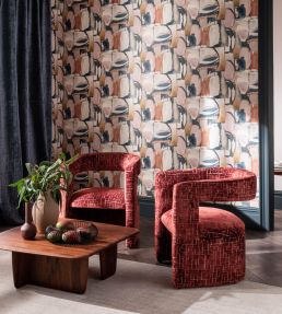 Figura Wallpaper by Clarke & Clarke Midnight/Spice