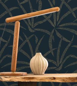 Filara Wallpaper by Caselio Bleu paon dore