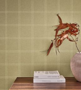 Fine Lines Wallpaper by Caselio Vert Olive