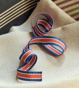 Fineline Stripe Braid Trimming by Ian Mankin Rust/Navy