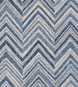 Flame Stitch Fabric by Fermoie Blue