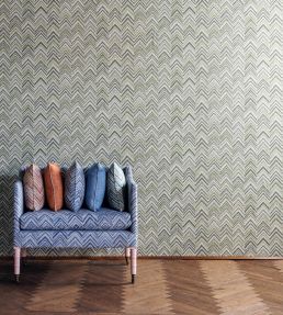 Flame Stitch Wallpaper by Fermoie Aqua