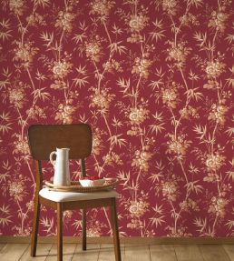 Flanerie Wallpaper by Casadeco Rouge Grenat