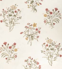 Flax & Field Flowers Fabric by Volga Linen Scarlet/Oyster