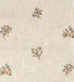 Flax & Field Posy Pinstripe Fabric by Volga Linen Multi/Oyster