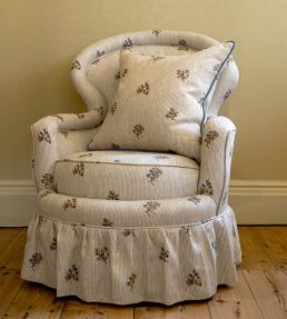Flax & Field Posy Pinstripe Fabric by Volga Linen Multi/Oyster