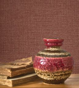 Flax Wallpaper by Casadeco Burgundy