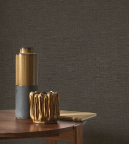 Flax Wallpaper by Casadeco Noir fusain