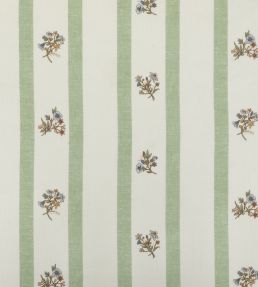 Flax & Field Posy Stripe Fabric by Volga Linen Eucalyptus/Oyster