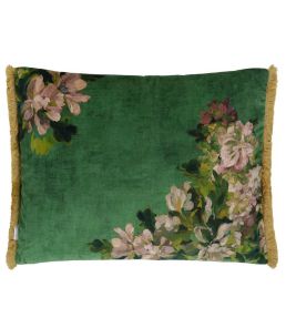 Fleurs D Artistes Velours Cushion 45 x 60cm by Designers Guild Vintage Green