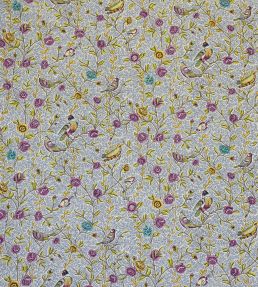 Fleurs Et Oiseaux Fabric by Casal Indigo-Prune